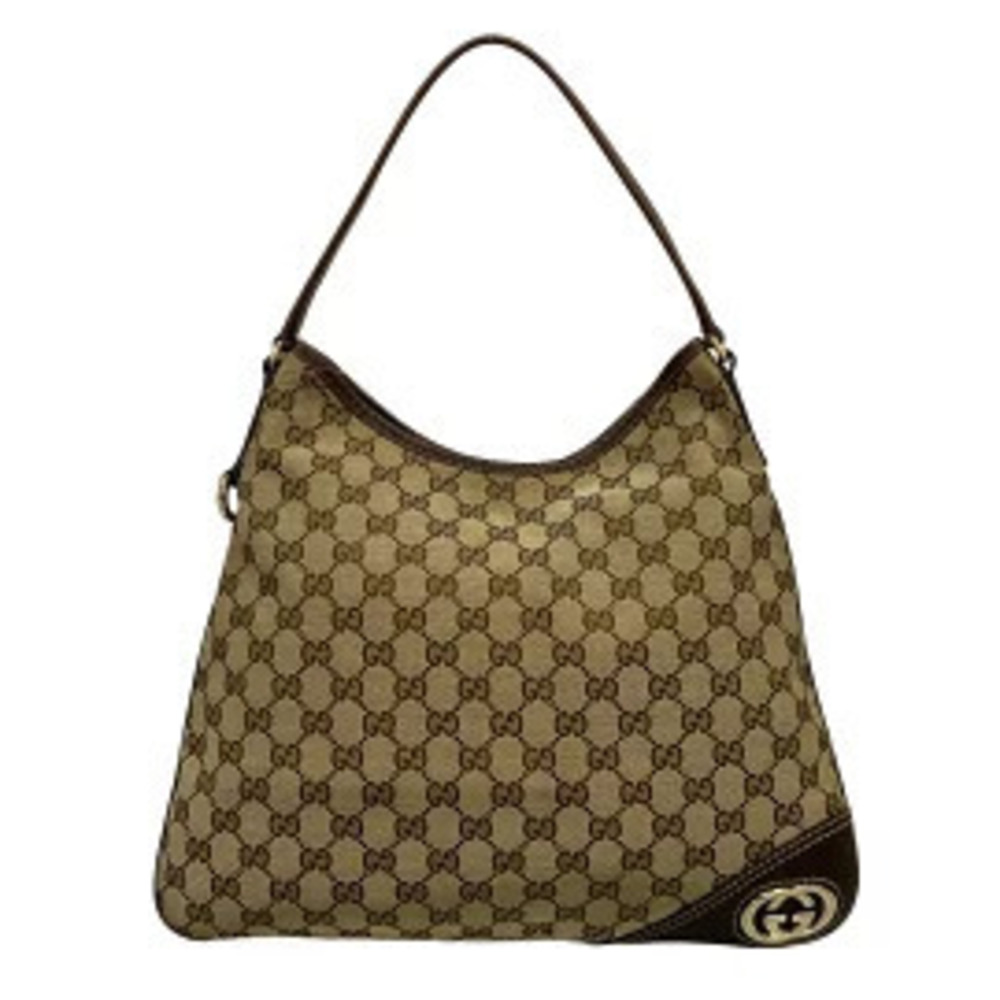 Gucci GG Brit handbag Beige Cream x dark brown leather